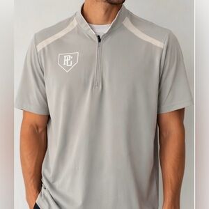 Perfect Game Gray Quarter Zip Shirt Men M Short Sleeve Athletic Pullover